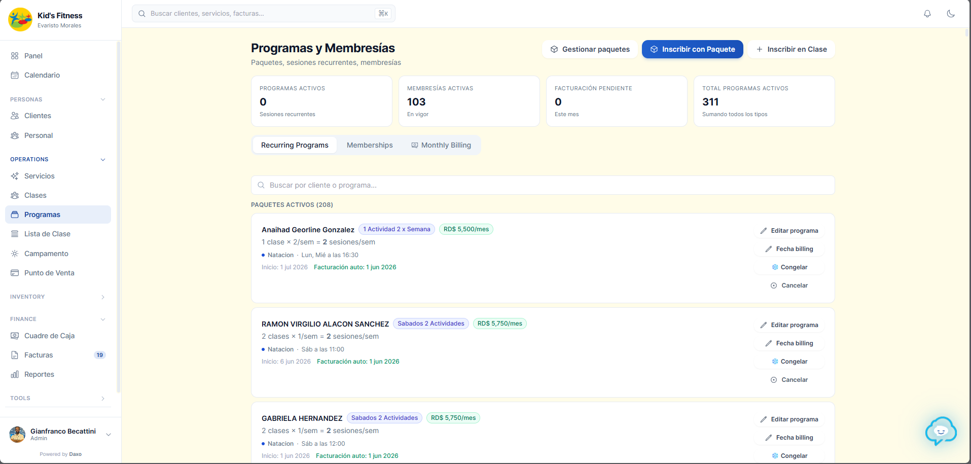 Programas y membresías recurrentes